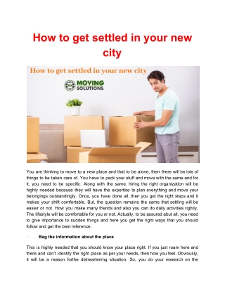 How to get settled in your new city