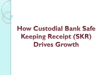 How Custodial Bank Safe Keeping Receipt (SKR) Drives Growth