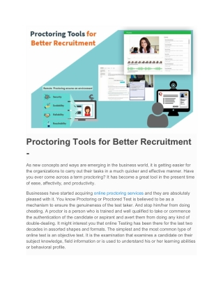 Proctoring Tools for Better Recruitment