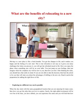 What are the benefits of relocating to a new city?