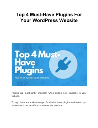 Top 4 Must-Have Plugins For Your WordPress Website