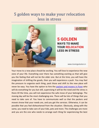 5 golden ways to make your relocation less in stress