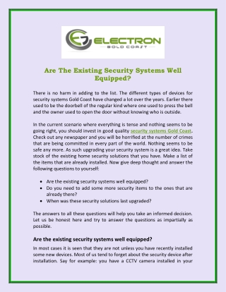 Are The Existing Security Systems Well Equipped?