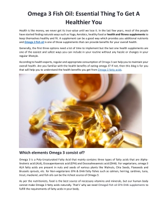 Omega 3 Fish Oil For Healthier Life | Healthy Naturals
