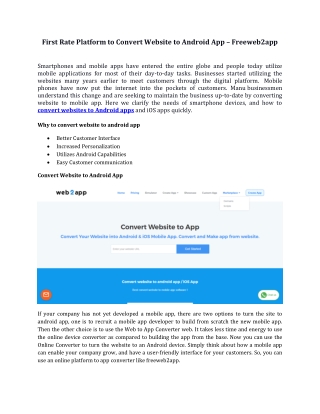Convert website to Android App - Freeweb2app