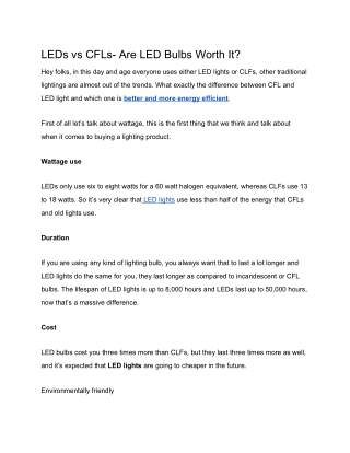 LEDs vs CFLs- Are LED Bulbs Worth It?