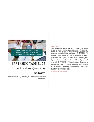 SAP Oracle DB C_TADM51_75 Certification Guide and Questions Answers [PDF]