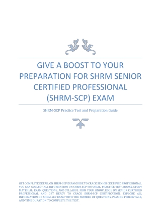 Give a Boost to Your Preparation for SHRM Senior Certified Professional (SHRM-SCP) Exam