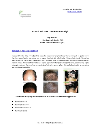 Natural Hair Loss Treatment Bentleigh