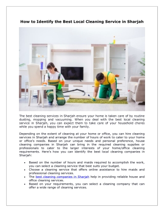 How to Identify the Best Local Cleaning Service in Sharjah