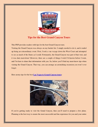 Tips for the Best Grand Canyon Tours