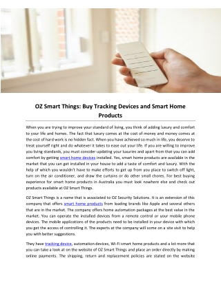 OZ Smart Things: Buy Tracking Devices and Smart Home Products