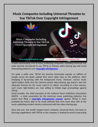 Music Companies Including Universal Threaten To Sue TikTok Over Copyright Infringement