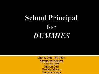 School Principal for DUMMIES