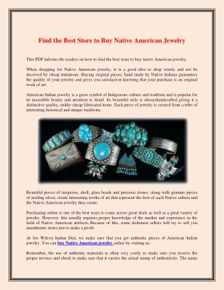 Find the Best Store to Buy Native American Jewelry