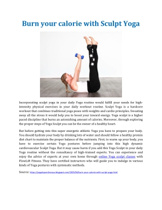 Burn your calorie with Sculpt Yoga