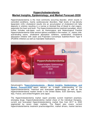 Hypercholesterolemia - Market Insights, Epidemiology and Market Forecast-2030