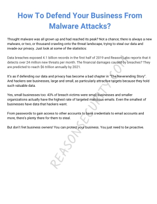 How To Defend Your Business From  Malware Attacks? 