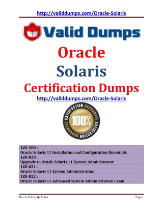 ORACLE SOLARIS Certification Dumps Questions and Answers of Pass Guaranteed