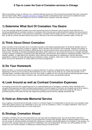 8 Tips to Lower the Expense of Cremation services in Chicago