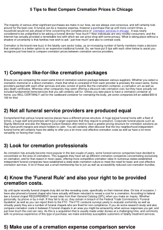 5 Tips to Finest Contrast Cremation Expenses in Chicago