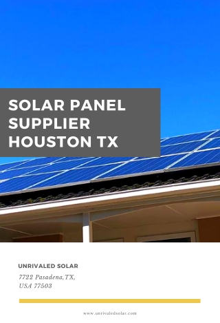 Solar Panel Supplier Houston TX