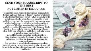 SEND YOUR MANUSCRIPT TO THE BEST PUBLISHER IN INDIA - RBI