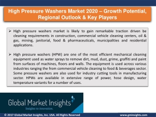 High Pressure Washers Market is Expected to Witness Exponential Rise over 2020 - 2026