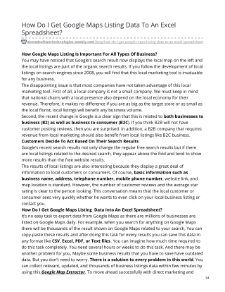 How Do I Get Google Maps Listing  Data Into An Excel Spreadsheet?
