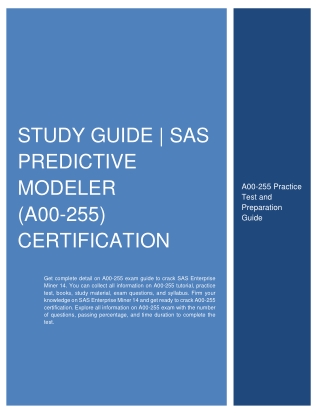 Study Guide | SAS Predictive Modeler (A00-255) Certification