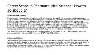 Career scope in Pharmaceutical Science- How to go about it?