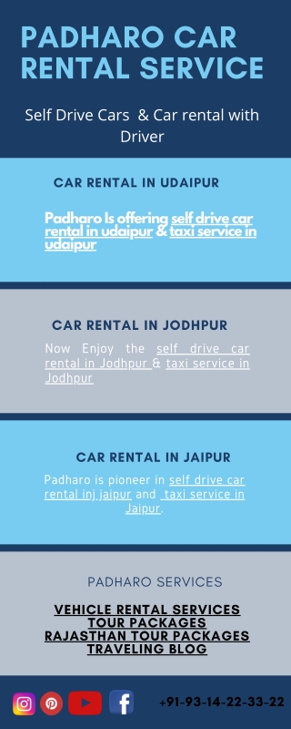 Find the best solution for car rental in all major cities of Rajasthan