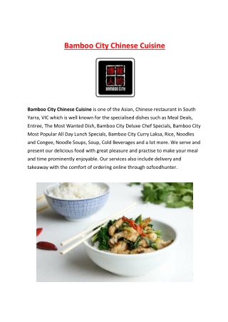 15% Off - Bamboo City Chinese Cuisine Toorak Rd South Yarra, VIC