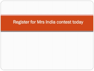 Register for Mrs India contest today