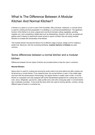 What Is The Difference Between A ModularKitchen And Normal Kitchen?