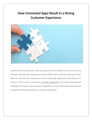 How Connected Apps Result in a Strong Customer Experience