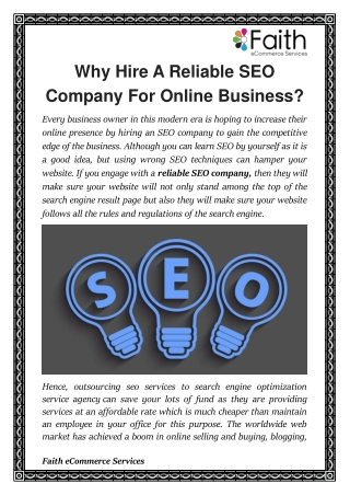 Why Hire A Reliable SEO Company for Online Business?