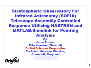 Stratospheric Observatory For Infrared Astronomy (SOFIA) Telescope