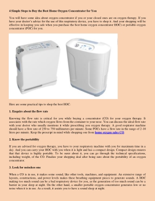 4 Simple Steps to Buy the Best Home Oxygen Concentrator for You