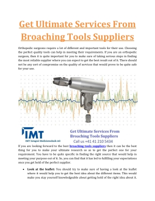 Get Ultimate Services From Broaching Tools Suppliers