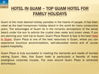 Hotel in Guam – Top Guam Hotel for family holidays