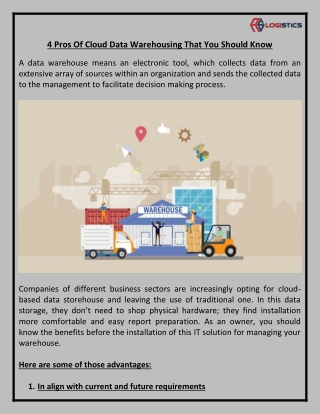 4 Pros Of Cloud Data Warehousing That You Should Know