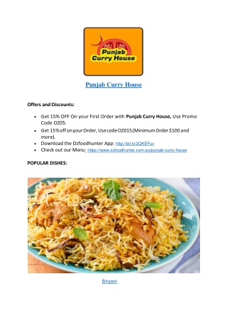 15% Off - Punjab Curry House Menu Toowoomba City, QLD