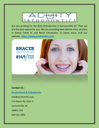 Dentist North Charleston SC - Acuityortho.com