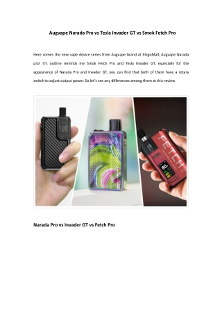 Augvape Narada Pro vs Tesla Invader GT vs Smok Fetch Pro