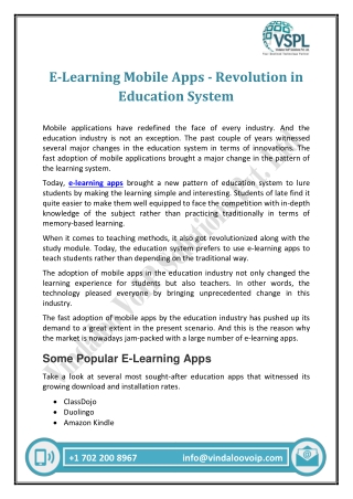 E-Learning Mobile Apps - Revolution in Education System