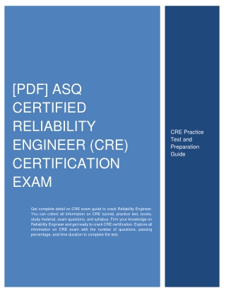 [PDF] ASQ Certified Reliability Engineer (CRE) Certification Exam