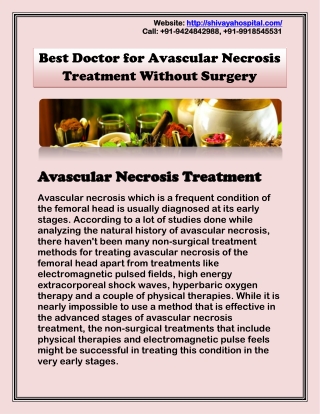 Avascular Necrosis Treatment - Best Doctor for Avascular Necrosis Treatment Without Surgery