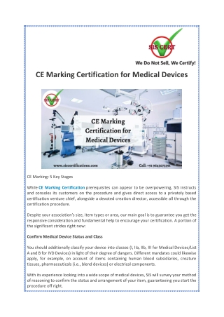 CE Marking Certification for Medical Devices