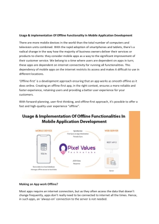 Usage & implementation Of Offline Functionality In Mobile Application Development